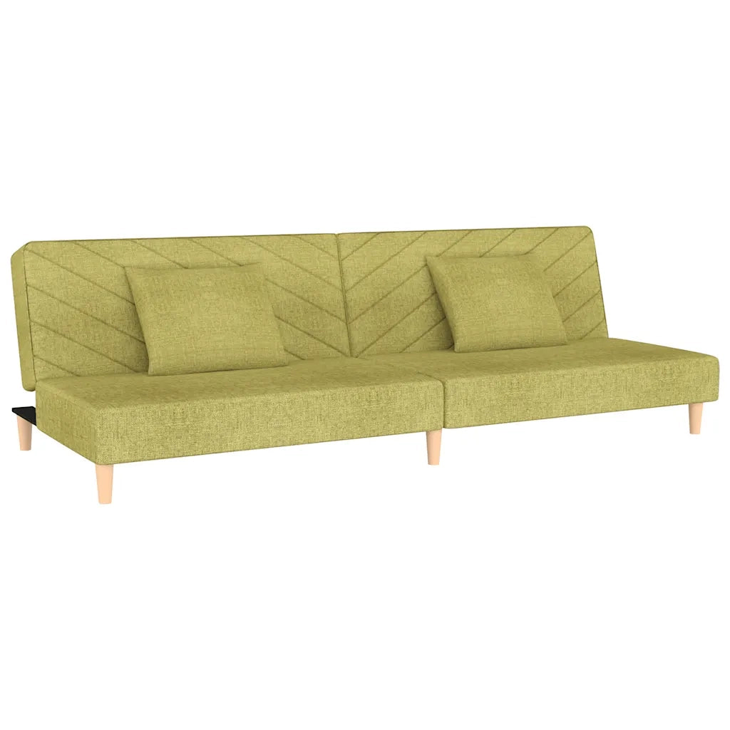 Divano Letto a 2 Posti con 2 Cuscini Verde in Tessuto 375894