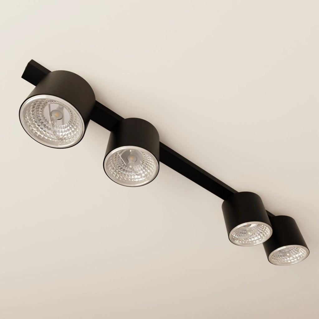 Barra spot nera minimal 90cm 4xES111 15W Emibig NANO