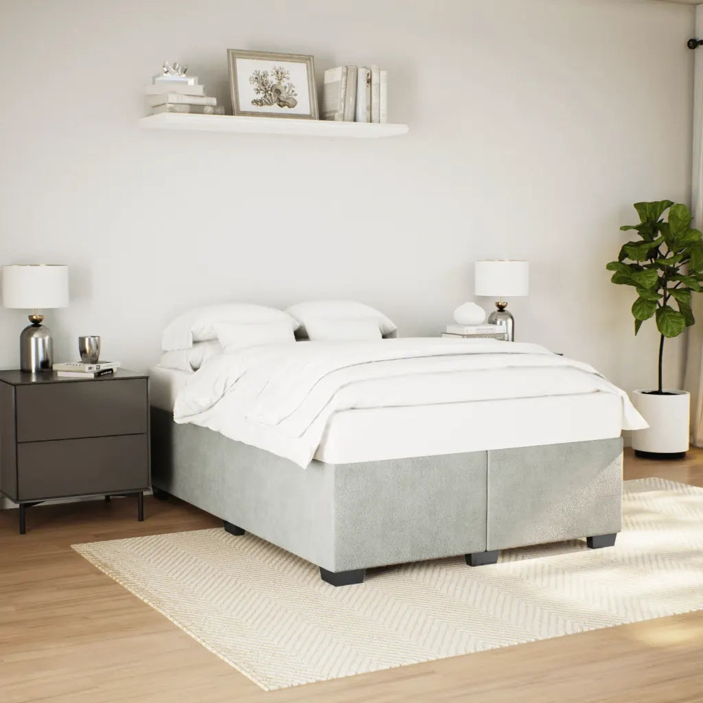 Letto matrimoniale | Letto per adulti | Giroletto senza Materasso Grigio Chiaro 160x200 cm Velluto