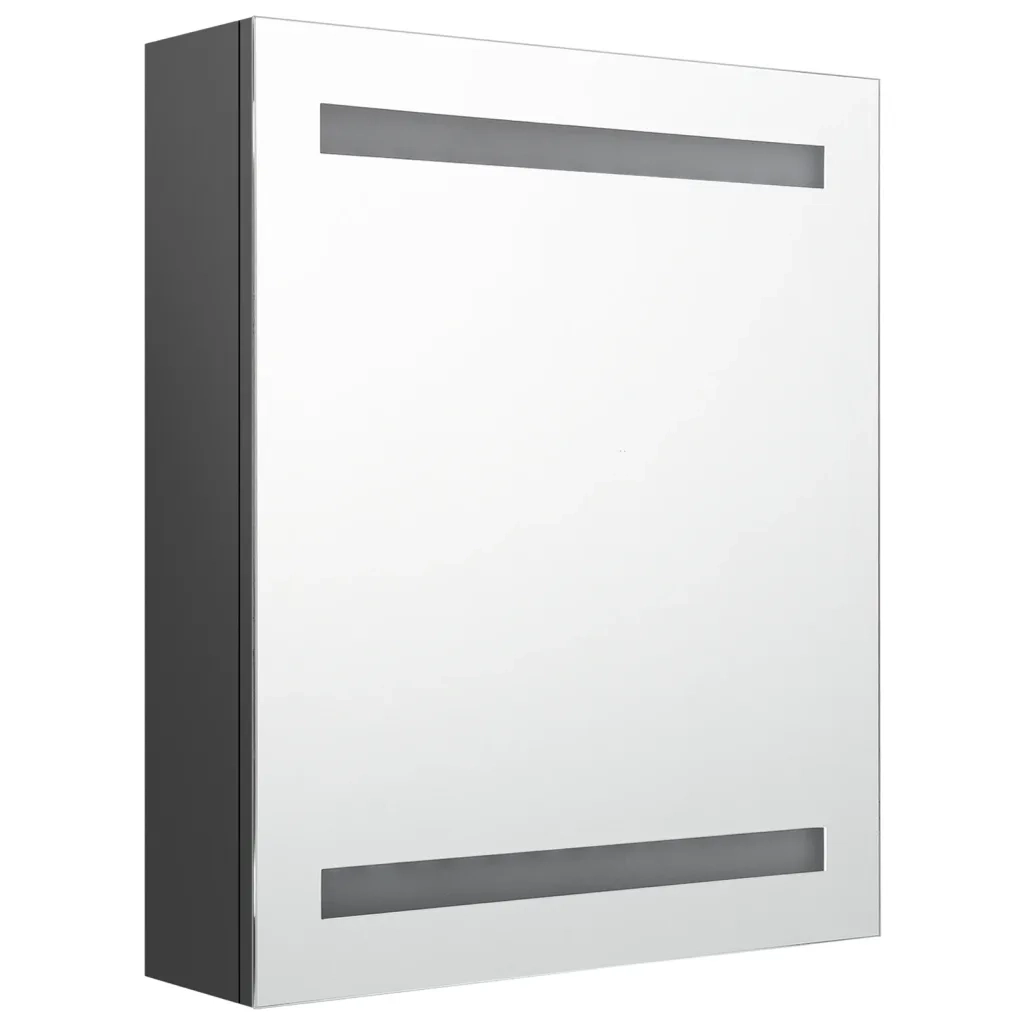 Armadietto Bagno con Specchio e LED-Mobile bagno con specchio Grigio 50x14x60 cm
