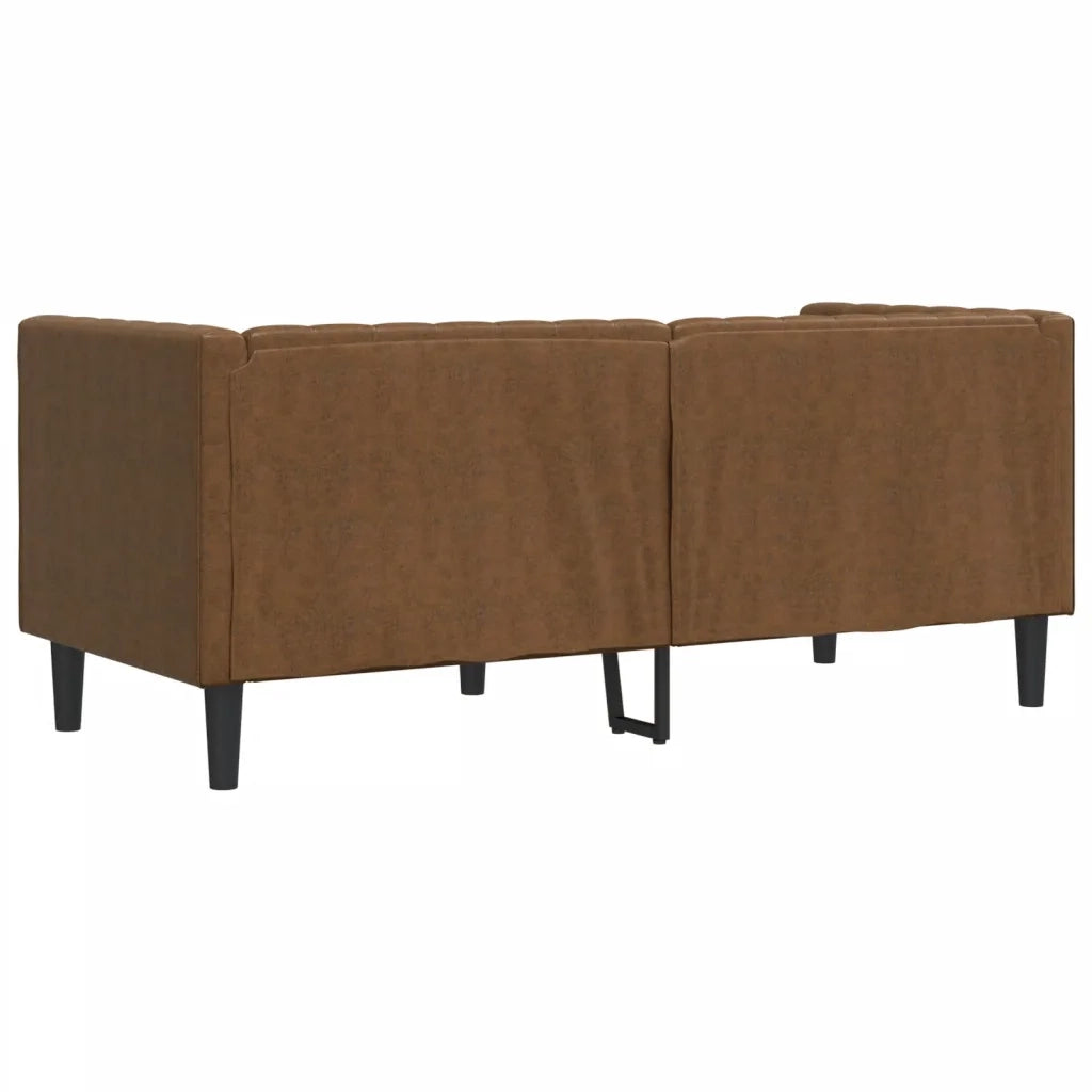 Divano Chesterfield con Rinforzi 2 Posti Marrone in Scamosciato 372692