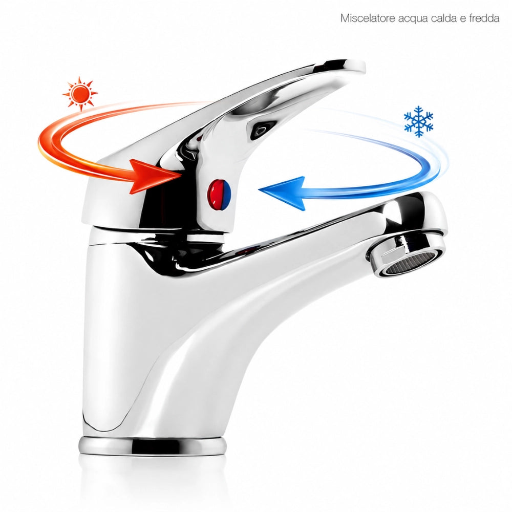 Set rubinetto miscelatore lavabo e bidet in ottone cromato