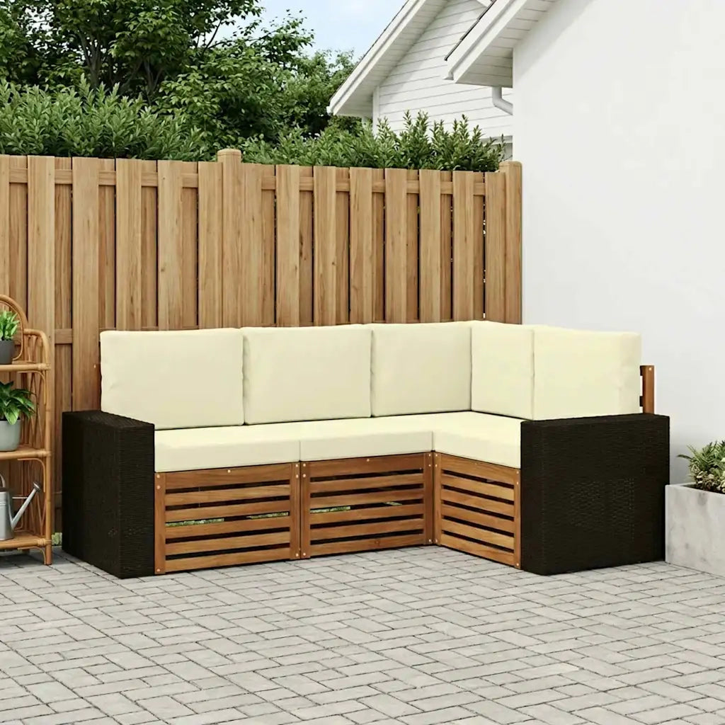 Set divani con cuscino 4 pcs Legno di Acacia Massello 3384301