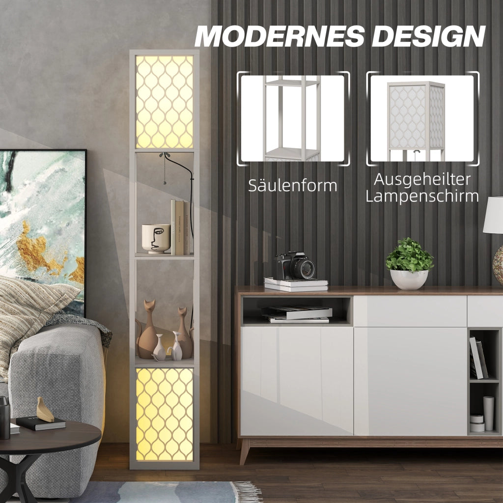 Lampada da terra moderna con 2 ripiani ¨C Xylo ¨C Nero e Bianco 26x26x156 cm