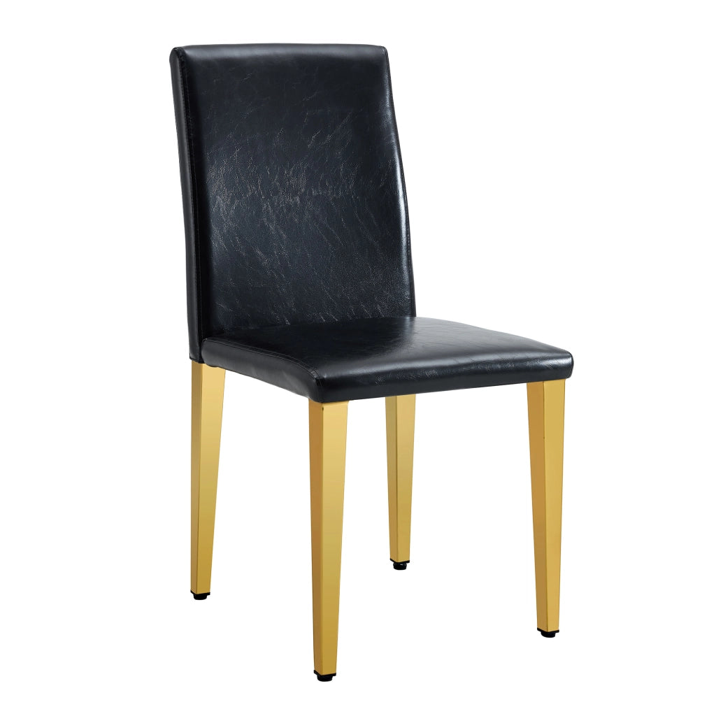 Set 2 Sedie da Pranzo ¨C MINIMAL ¨C Ecopelle Nera, Gambe Metalliche Oro, Design Moderno
