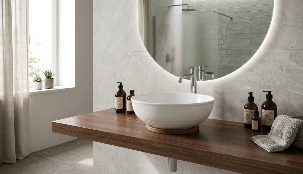 Lavabo d'appoggio d.40 slim in ceramica mod. 04 - Bianco