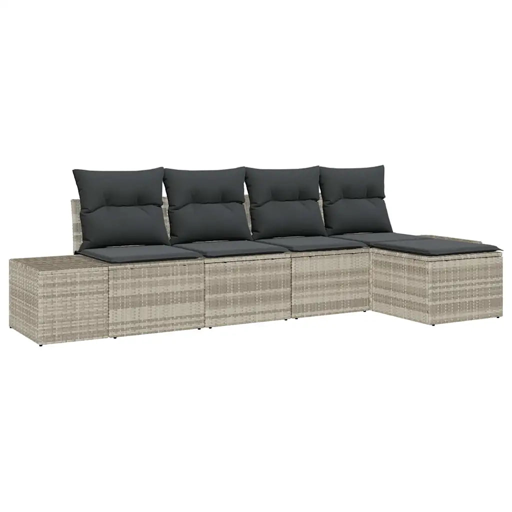 Set Divano da Giardino 5 pcs Grigio chiaro polyrattan 3347022