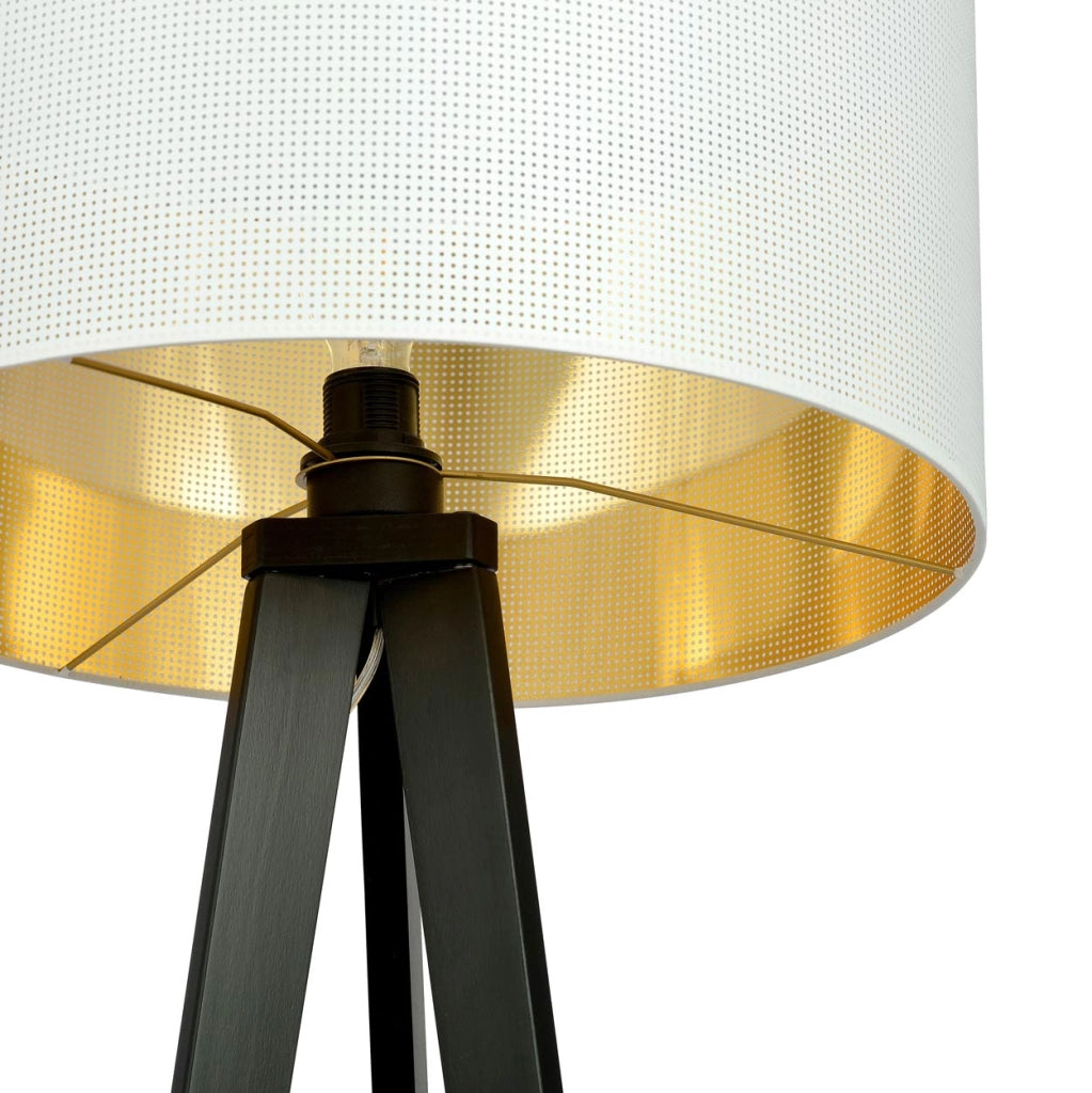 Emibig lampada da terra Aston treppiede bianco oro E27