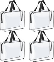 Set di 4 grandi borse trasparenti per cosmetici - Borse trasportabili, ampie, impermeabili con cerniere e maniglie, adatte per spiaggia, viaggi, shopping e conservazione (4 pezzi)