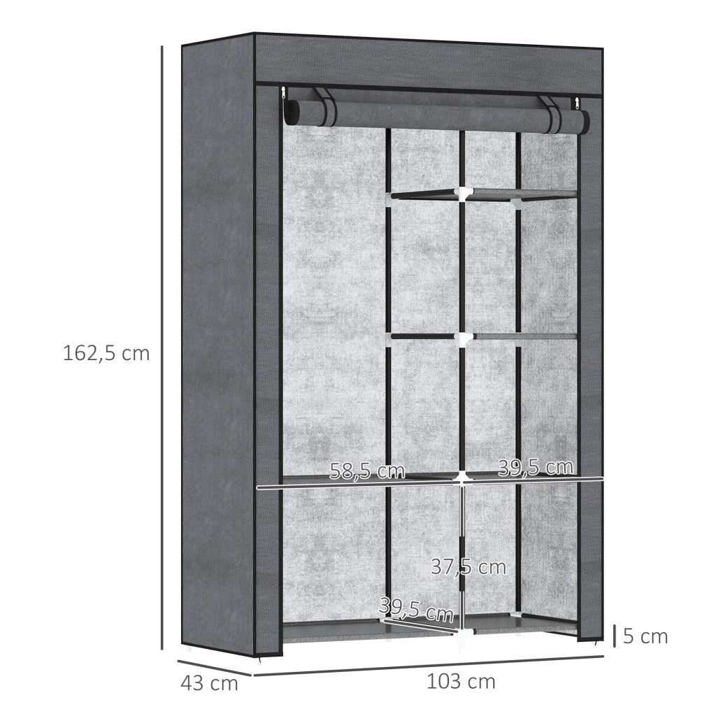 Armadio Pieghevole con Ripiani e Appendiabiti ¨C Minimal ¨C 103x43x162,5 cm Grigio Scuro