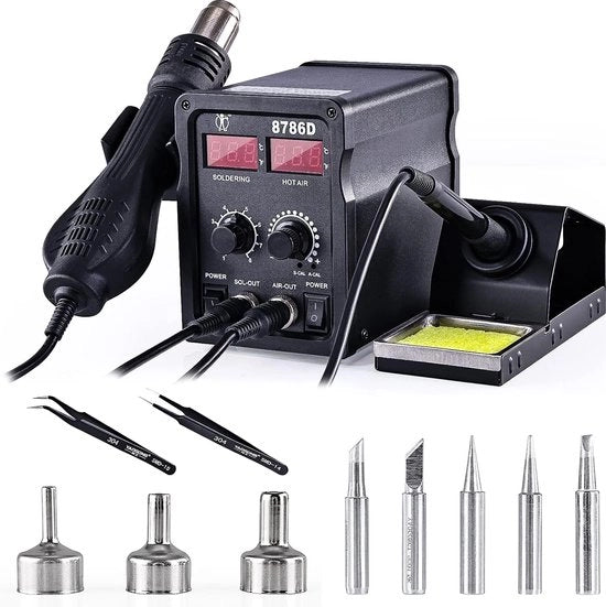 Soldeerbout 2-in-1 - Rework con aria calda - 750W - Regolazione di temperatura - Funzione di standby