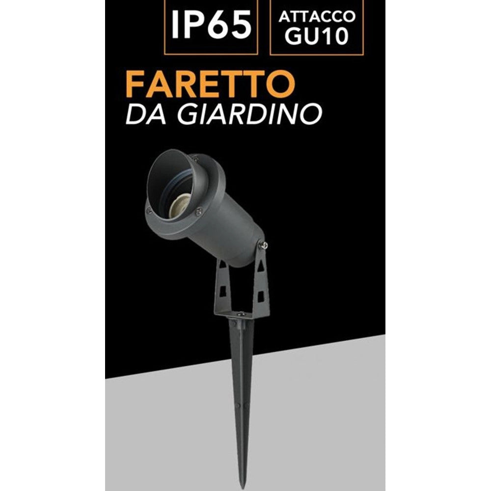 Trade Shop - Faretto Esterno Da Giardino Doppia Istallazione Con Picchetto Staffa Gu10 Ip65 Et-01 - Grigio