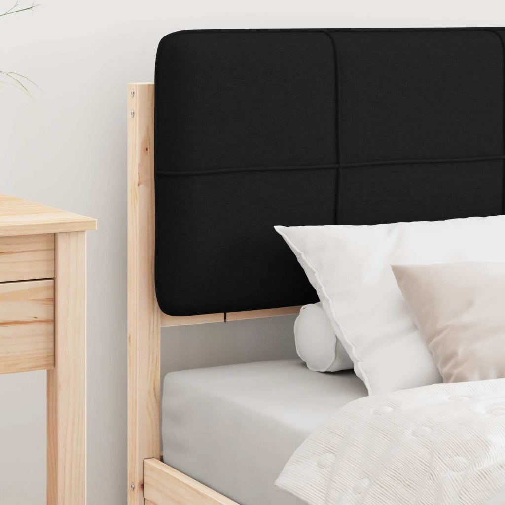 Letto con Testiera Rivestita-Struttura Letto con Testiera Nero 75 x 190 cm Pino massello 957143