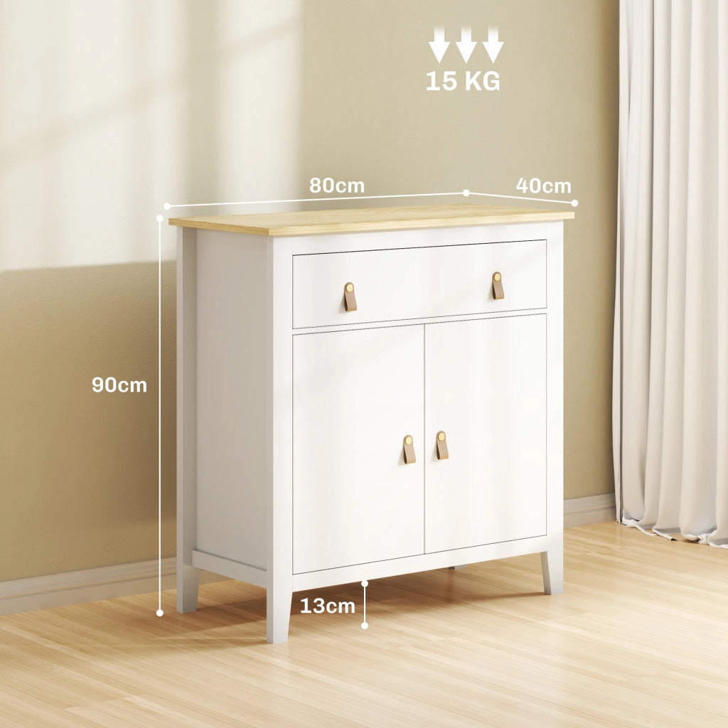Mobile da soggiorno ¨C zephmum ¨C 80x40x90, bianco, con cassetti e ripiani