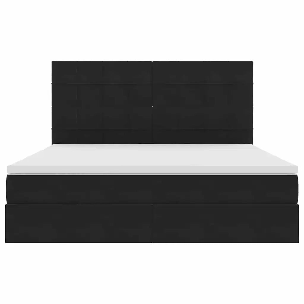 Letto con contenitore e LED con led Nero 180 x 200 cm Velluto