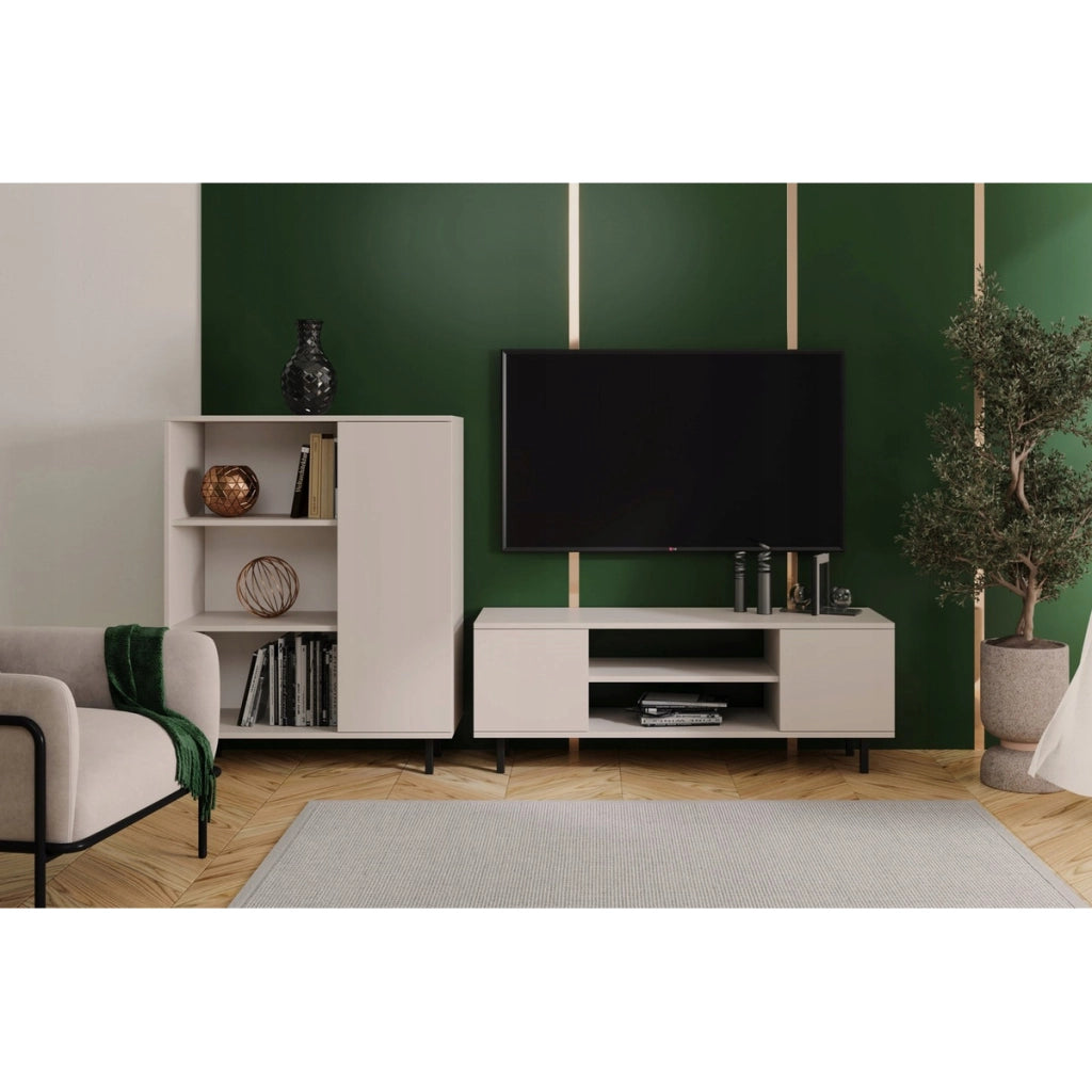 Mobile porta TV Focus in cashmere con gambe nere