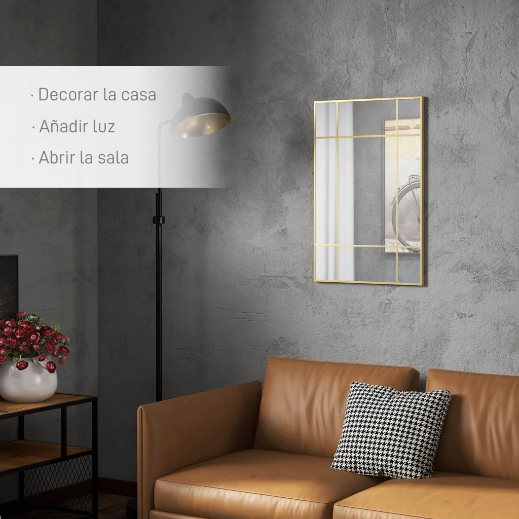 Specchio Decorativo Parete Rettangolare ¨C Minimal ¨C Dorato 90x60 cm