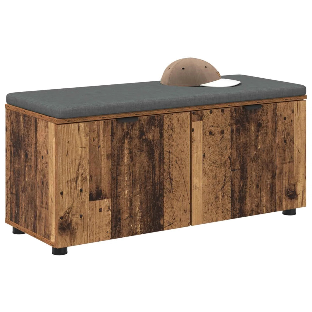 Panca per ingresso con cuscino Legno vecchio 100 x 38 x 46 cm 891494