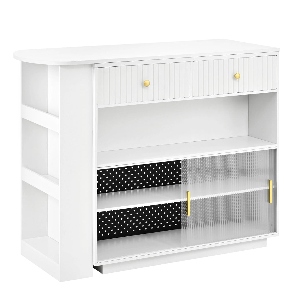 Tavolo Bar Allungabile ¨C MINIMAL ¨C Bianco, con LED e Vano Contenitore