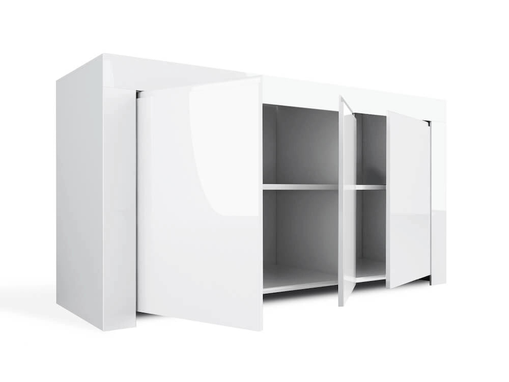 Credenza Mobile da Salotto 3 Porte 162x50x82cm TFT  Amber Bianco Lucido