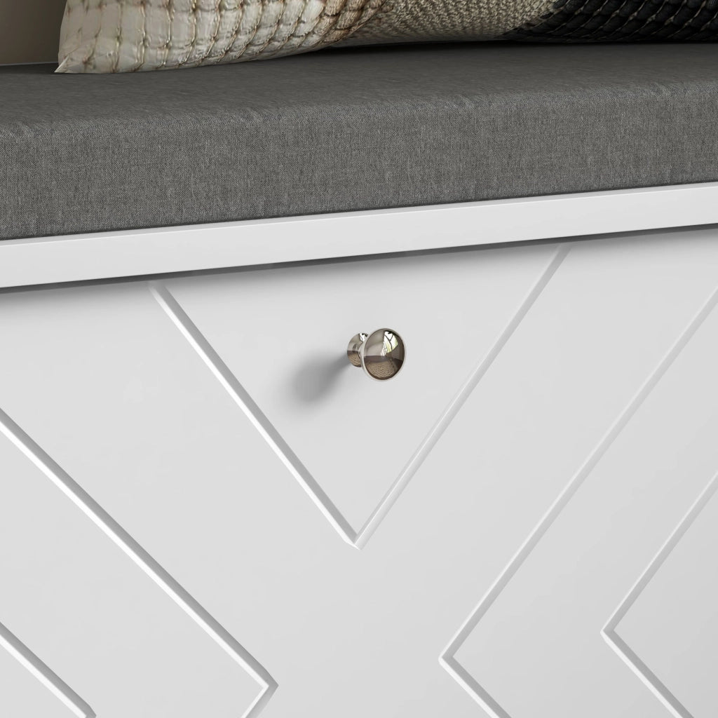 Scarpiera con Panca e Cuscino per 8 Paia di Scarpe ¨C Minimal ¨C Bianco 80x26x48 cm