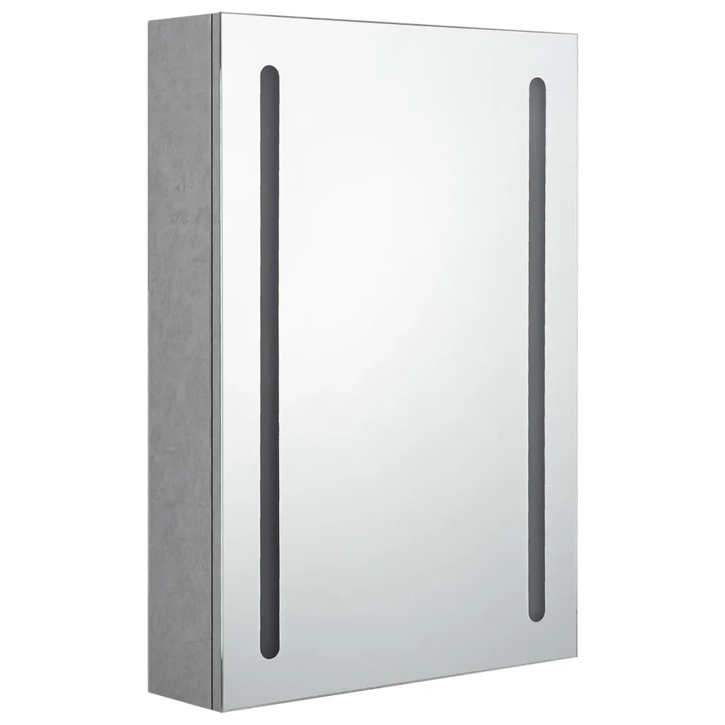 Armadietto Bagno con Specchio e LED Grigio Cemento 50x13x70 cm 326495