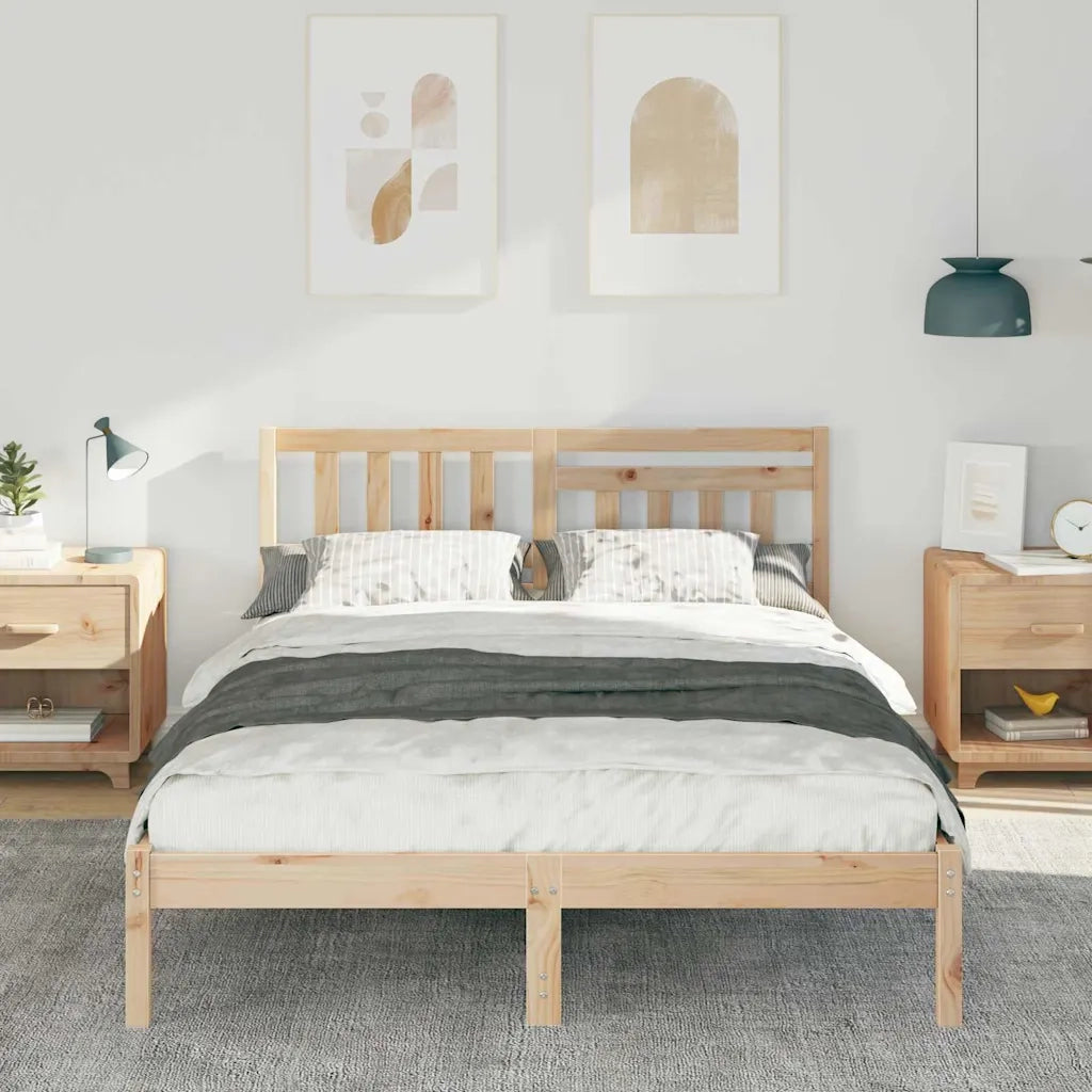 Letto matrimoniale | Letto per adulti | Struttura del letto Marrone 135 x 190 cm Pino massello