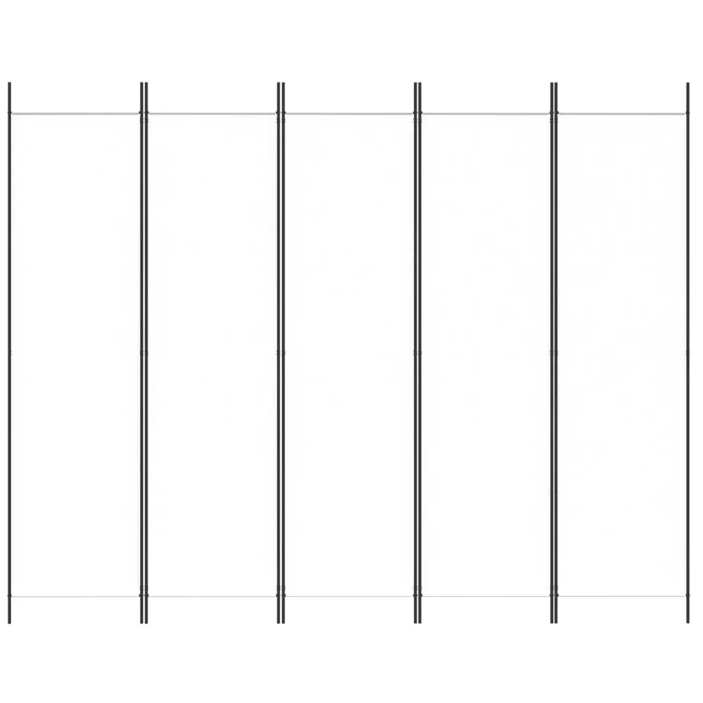 Divisorio Ambienti | Divider per stanze | Paravento a 5 Pannelli Bianco 250x200 cm Tessuto