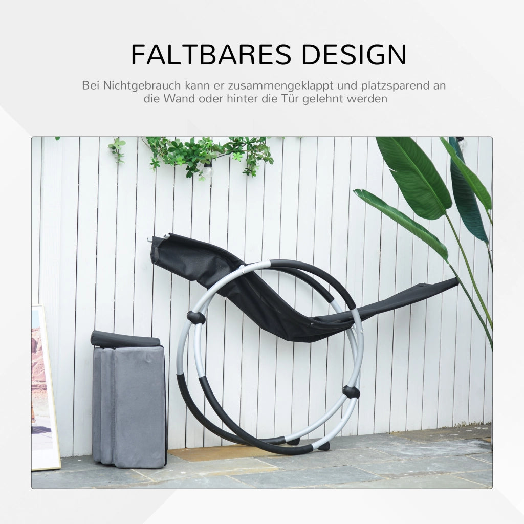 Poltrona a dondolo ergonomica 2 in 1 con poggiapiedi ¨C Minimal ¨C Tessiline grigio scuro 145x74x86 cm
