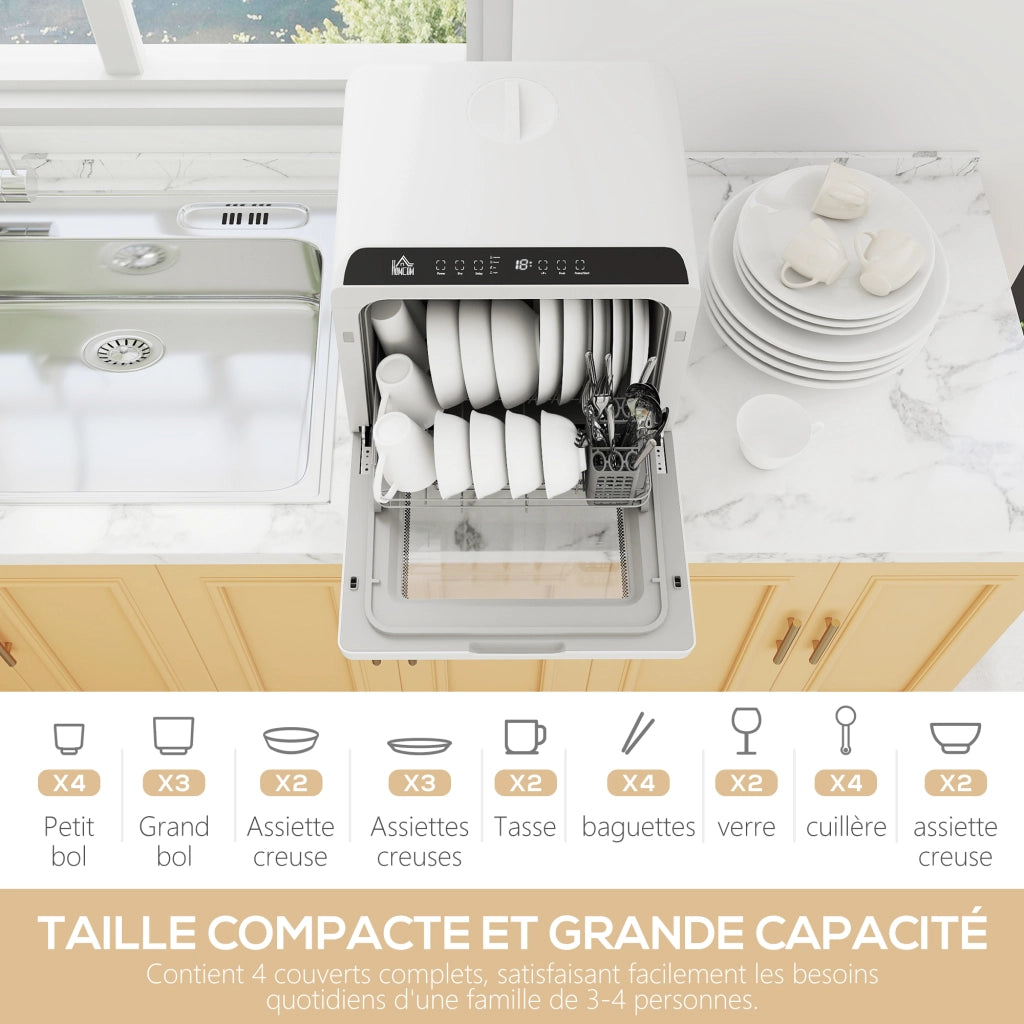 Lavastoviglie da tavolo compatto 4 coperti ¨C Minimal ¨C 6 programmi touch serbatoio 6L bianco