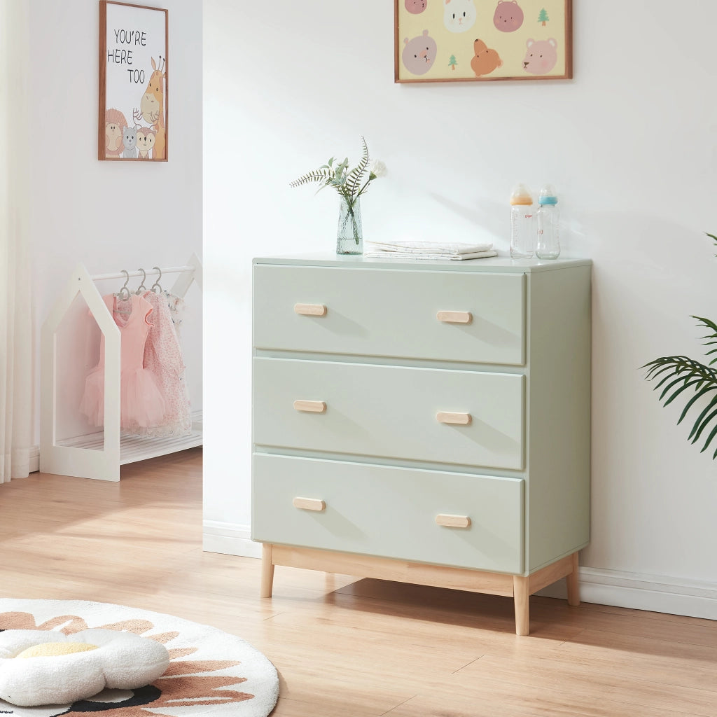 Cassettiera Sarievn con 3 Cassetti e Piano Fasciatoio Rimovibile 100 x 80 x 53 cm - Menta Verde [en.casa]