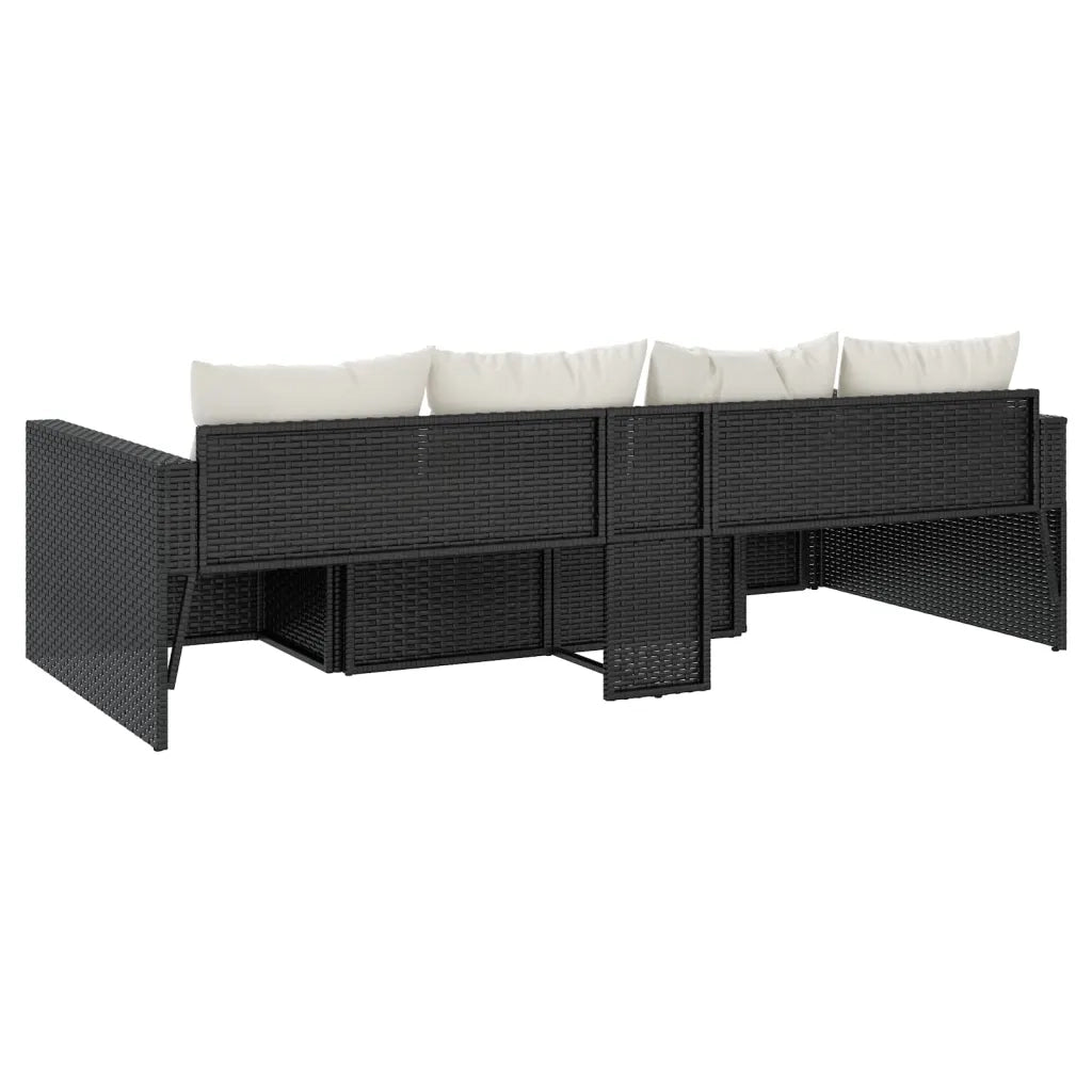 Set da Giardino 2 pz | Set Salotto da Giardino con Cuscini Nero in Polyrattan