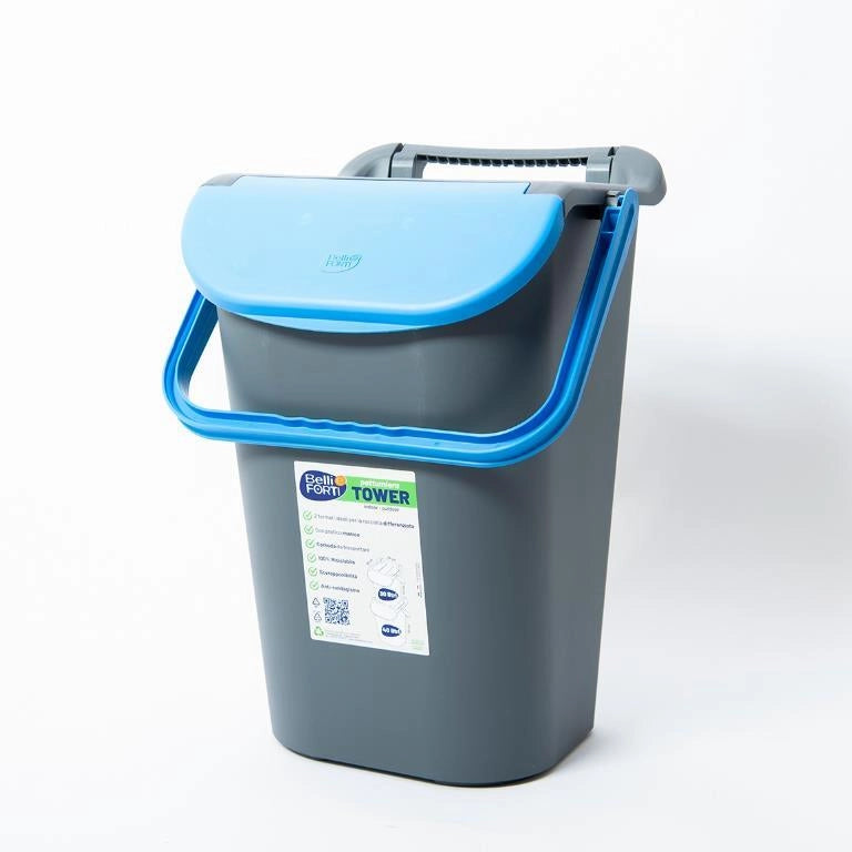 Pattumiera Raccolta Differenziata Tower Bin con Manico Blu 40 Litri