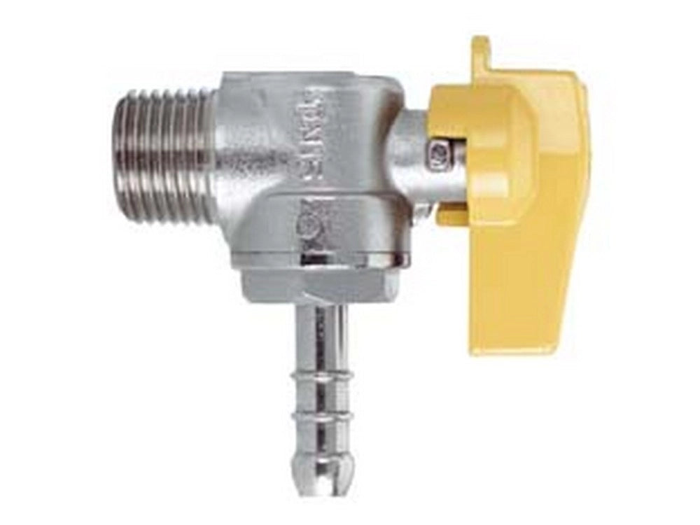 1pz rubinetto gas maschio 1/2" per gpl a squadro con portagomma ø mm.10 cod:ferx.fer75930