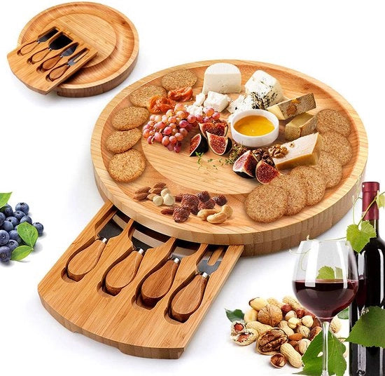 Tavolino per tapas con lade - Tavolino per servire - Tavolino in bambù - Tavolino per formaggi - Tavolino per servire - Tavolino per tapas - Servizio per tapas - Tavolino per aperitivo in legno