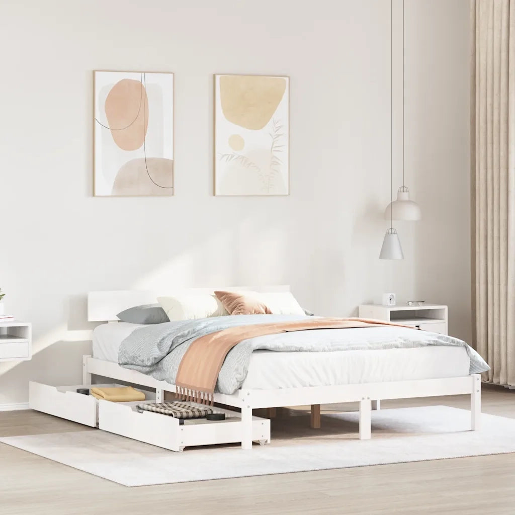 Letto matrimoniale | Letto per adulti | Letto senza Materasso Bianco 120x190 cm Legno Massello di Pino