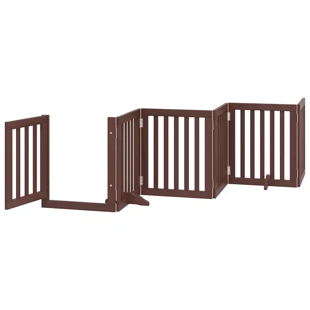 Cancello Cani Porta Pieghevole Marrone 9 Pannelli 450cm Pioppo 3155659