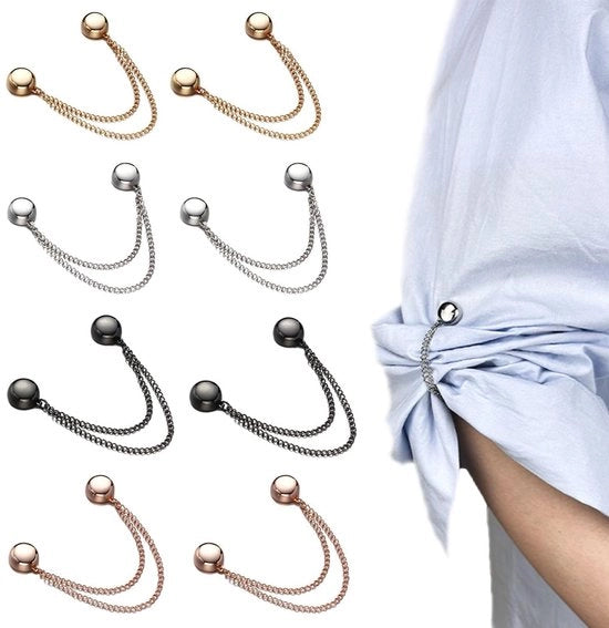 Clip per abbigliamento multifunzionale 8 pezzi - Magnetizzanti per capelli - Magneti per velo - Clip per tagliare - Spille per abbigliamento - Catena regolabile