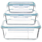 Set 3 contenitori in vetro con coperchio