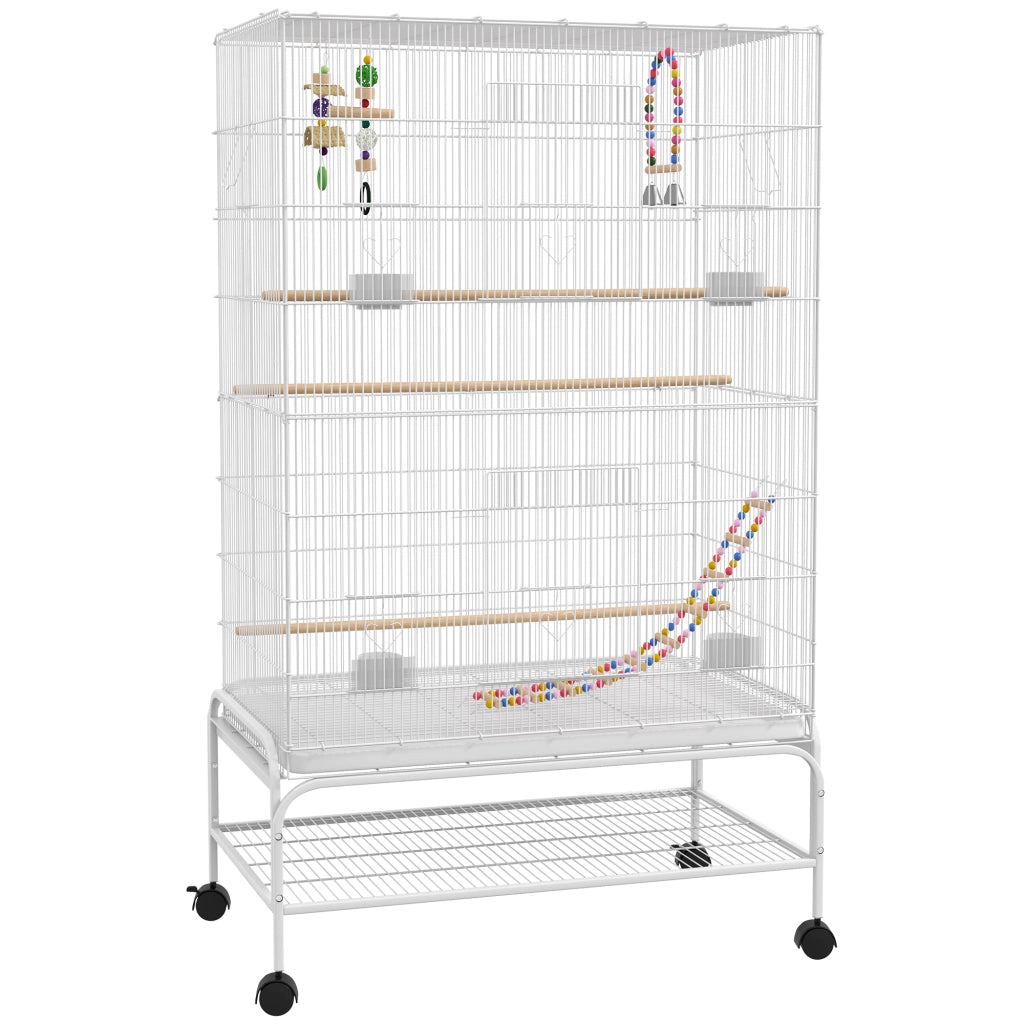 Gabbia per uccelli con ruote ¨C zephmum ¨C 79x49x133 cm bianco
