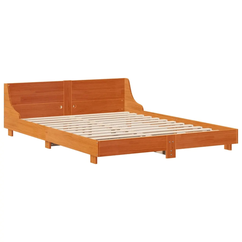 Giroletto senza Materasso-Struttura Letto Marrone Cera 140x200cm Massello Pino 544525