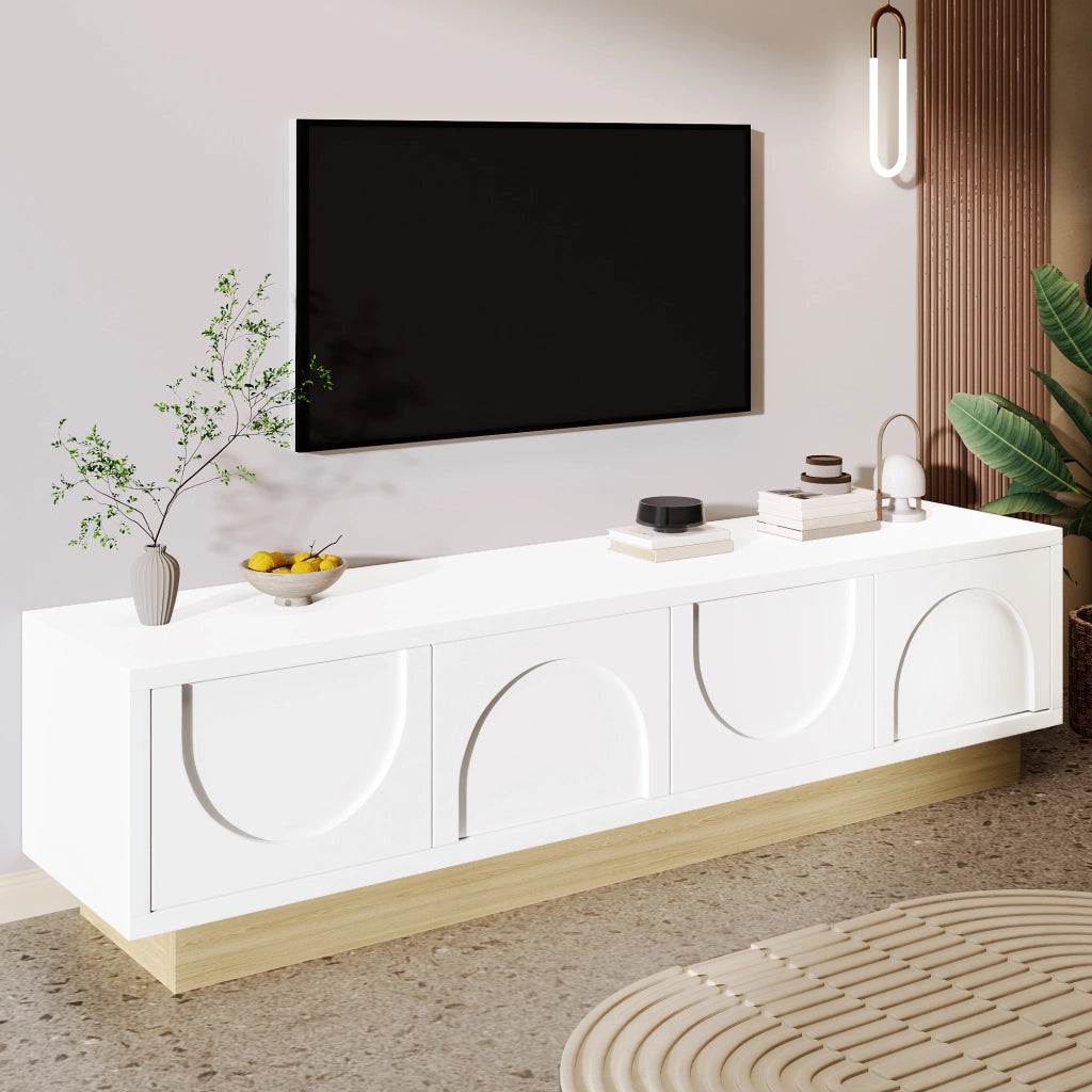 Cassettiera per TV bianca in MDF lunghezza 175 cm