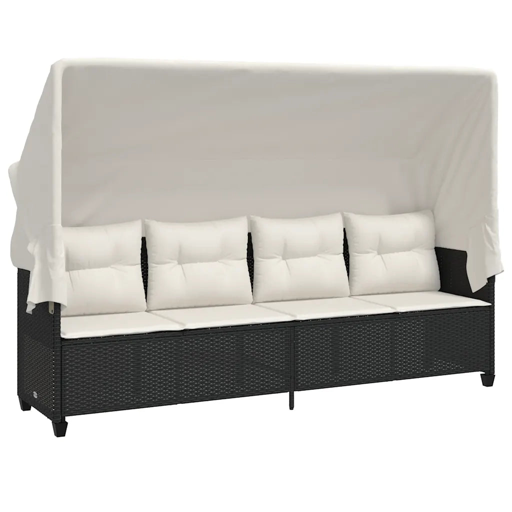 Set Divani da Giardino 5 pz | Set Salotto da Giardino con Cuscini in Polyrattan Nero
