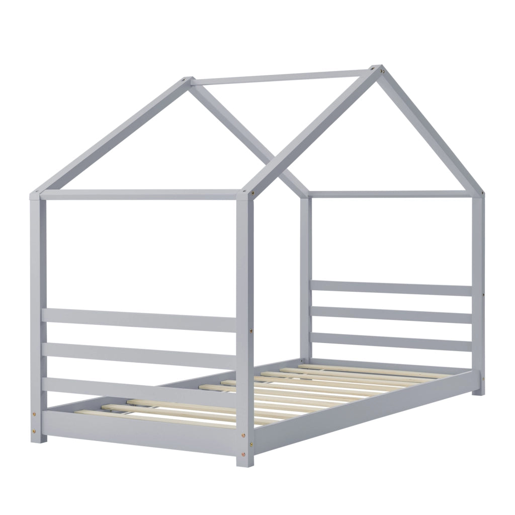 Letto a Casetta per Cameretta Vardø 90x200 cm Legno - Grigio [en.casa]