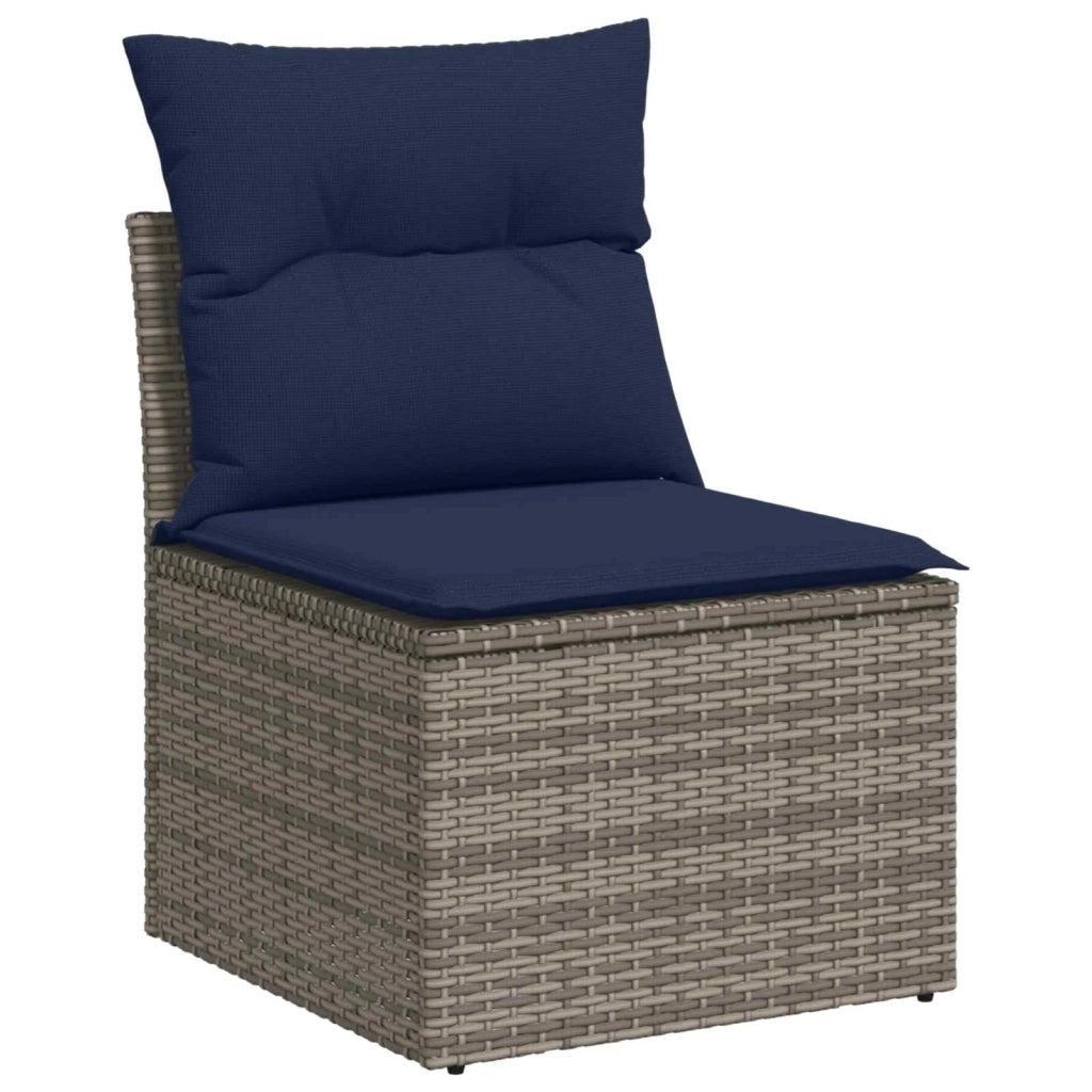 Set di divani 7 pz Grigio e Blu Navy Rattan sintetico e Acciaio 3448861