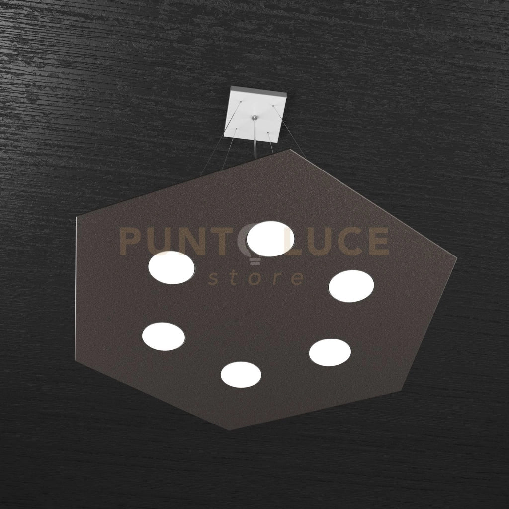 EXAGON SOSPENSIONE 6 LUCI MARRONE 1142-SG-MA