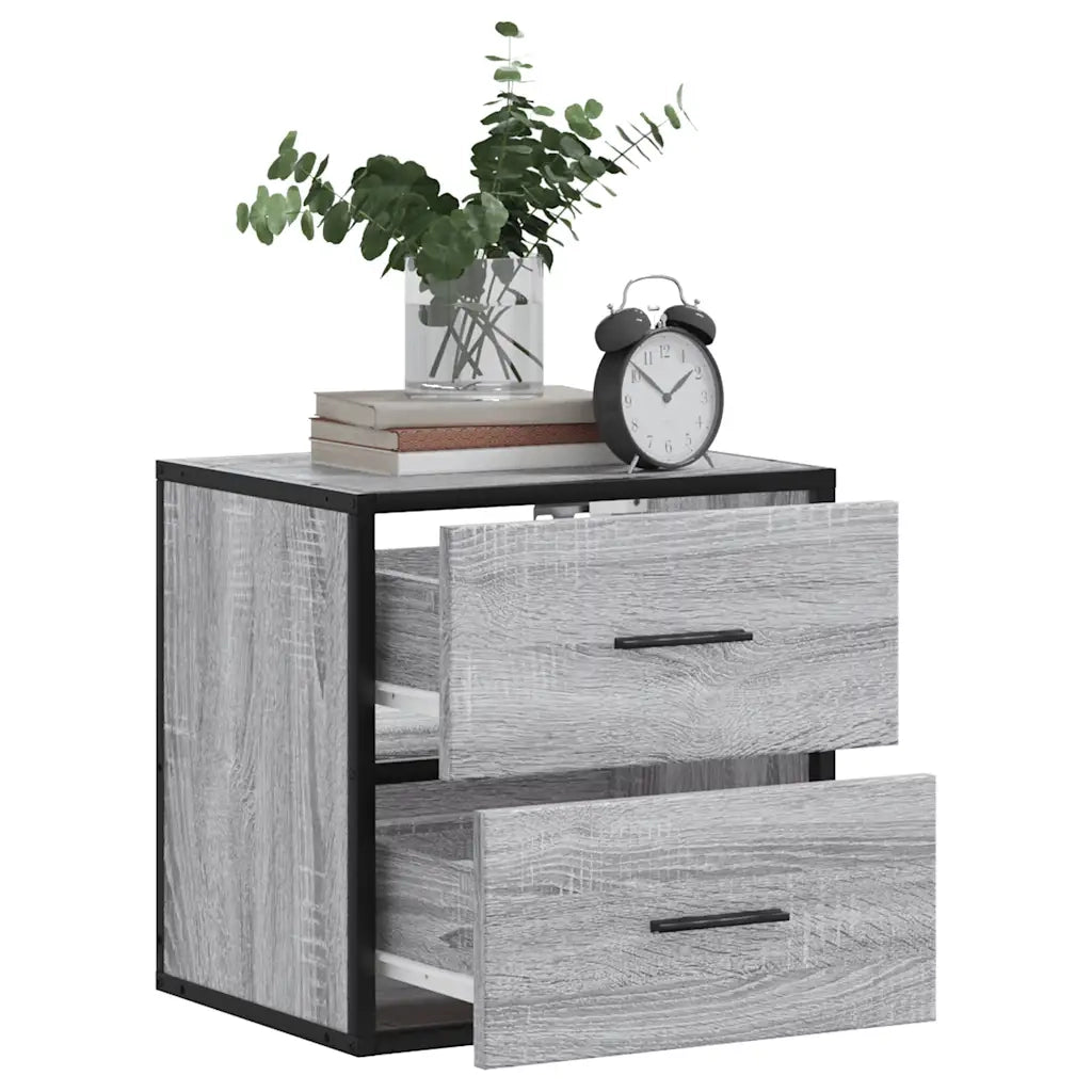 Comodini a Muro 2 pz Grigio Sonoma 40x31x39,5 cm 848731
