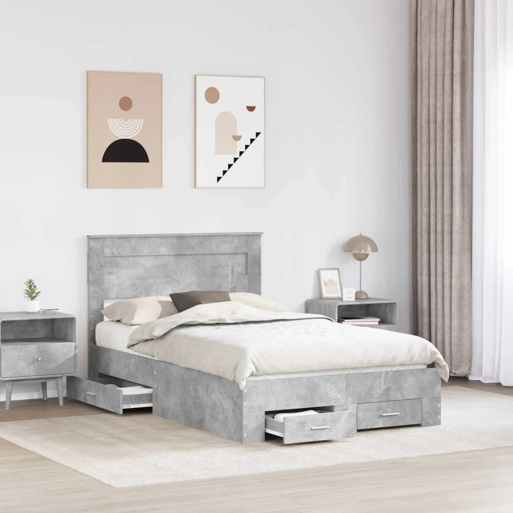Struttura del letto con testiera Grigio cemento 120 x 190 cm 3410006