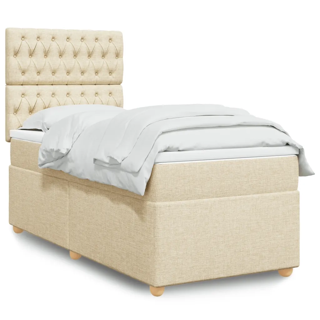 Giroletto a Molle con Materasso Crema 90x200 cm inTessuto 3291175