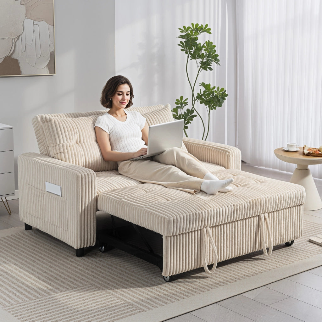 Divano letto imbottito ¨C Minimal ¨C 157x190 cm, crema